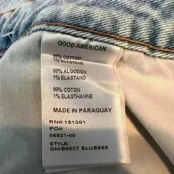 GOOD American ‘90S Bermuda Distressed Denim Jean Shorts In Blue695 Size 14/32 - Picture 9 of 10